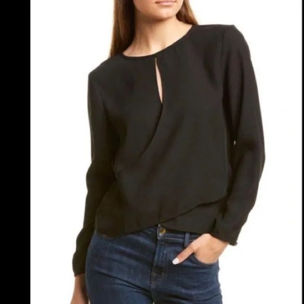 NEW CLUB MONACO XS black long sleeve top